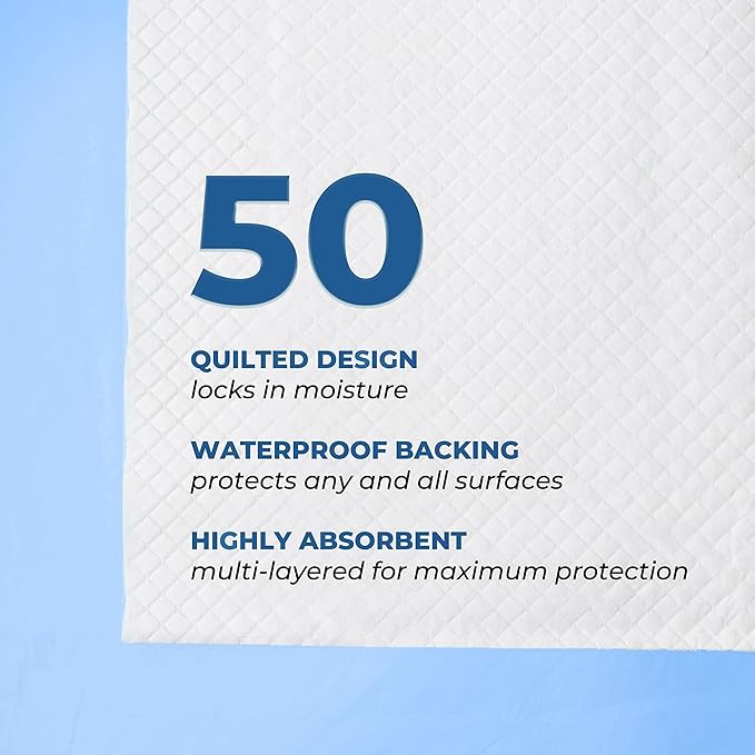 GREEN LIFESTYLE Disposable Underpads - Chucks Pads for Adults, Seniors and Children - Ideal for Incontinence Protection - Pet Disposable Pee Pads for Dogs, Cats (Pack of 50 - 36x36)