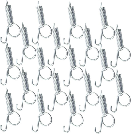 Pet Cage Door Latch Spring Hook - 20 Pack Heavy Duty Spring Loaded Dog Crate Lock, Galvanized Steel Chicken Coop Latches for Rabbit Hutch, Bird Cage, Wire Mesh Enclosures