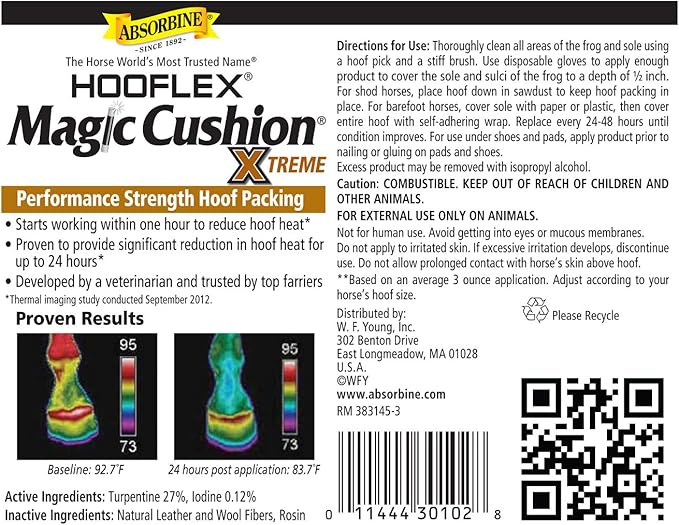 Absorbine Hooflex Magic Cushion Xtreme, Veterinary Formulated Fast-Acting Relief, Reduce Hoof Heat for up to 24 Hours, 4 lb Tub