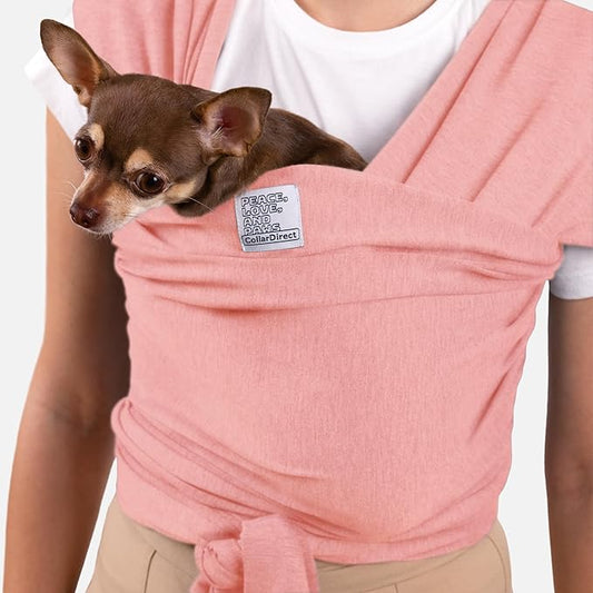 Dog Sling Carrier for Small Dogs - Anti-Anxiety Cat Sling, Puppy Pouch - Pet Sling in Gray Black Blue Green Pink Yellow (Pink, Standard)