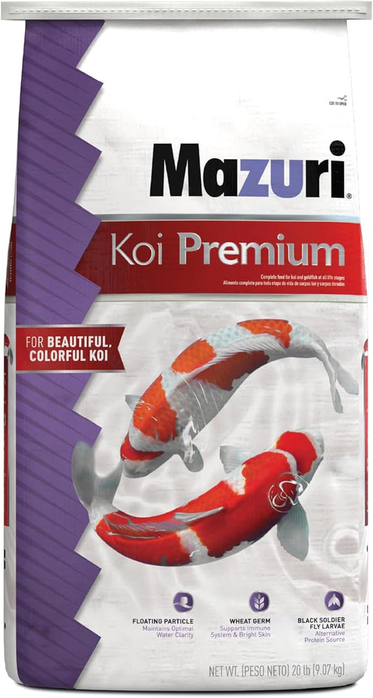 Mazuri Koi Premium Food Large - 5mm Pellet Food for Koi Over 12 inches Long, 20 Pound (20 LB) Bag