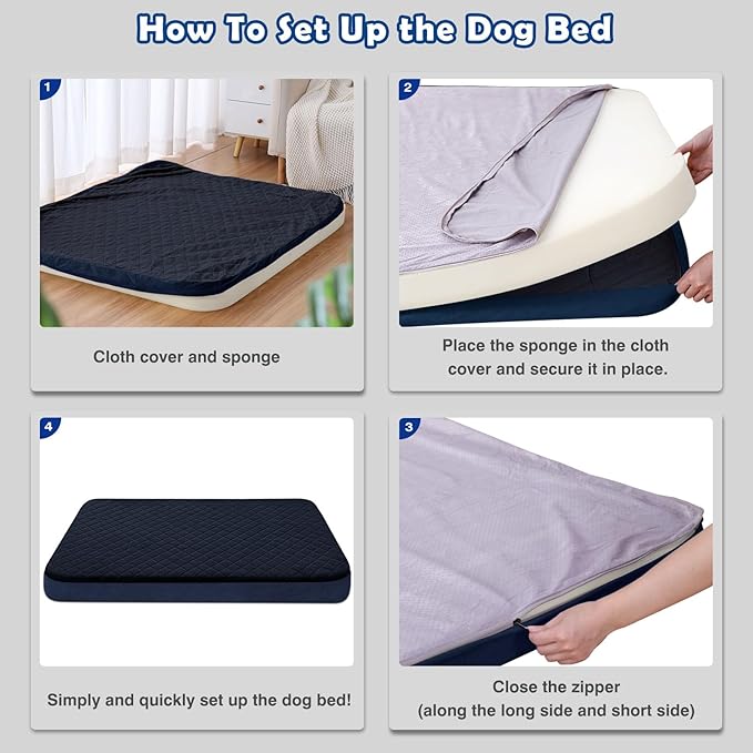 JoicyCo Large Dog Bed, Orthopedic Foam Big Dog Bed Mattress, 40 Inches Joint Relief Pet Sleeping Beds, Non Slip Bottom with Removable Washable Cover, Dark Grey