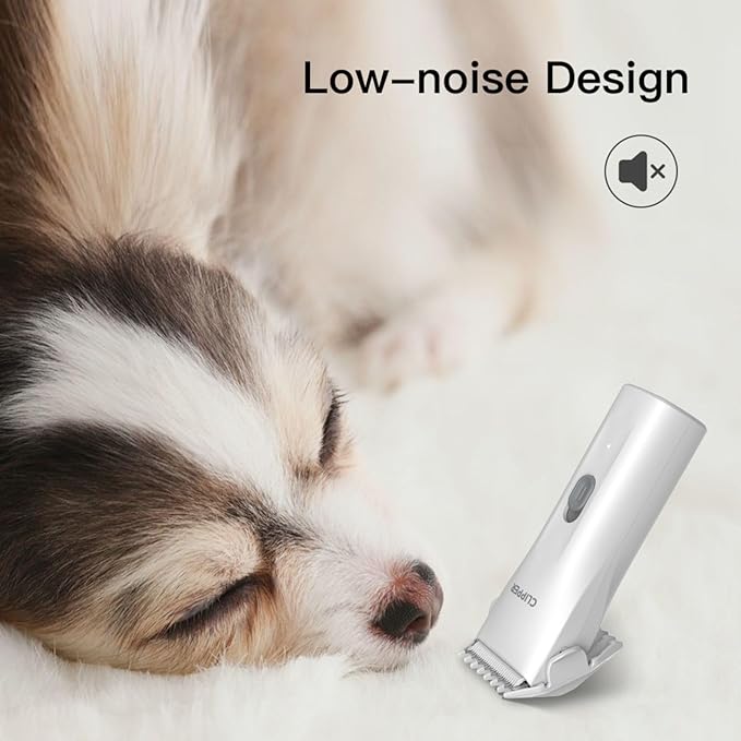 Dog Grooming Cilppers,Handy & Powerful Pet Electric Hair Trimmer Kits Waterproof Cordless Rechargeable Grooming Shavers for Small Dogs and Cats White