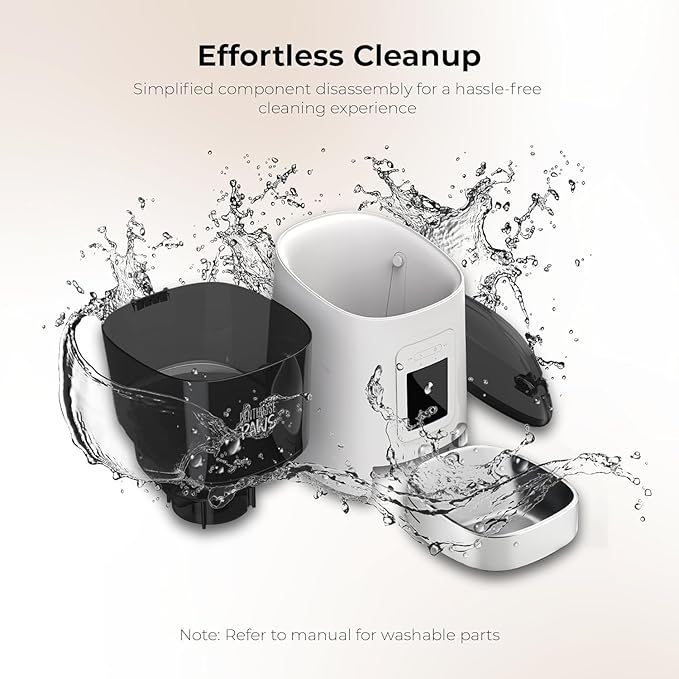 Smart HD Automatic Cat Feeder with 1080P Camera & Night Vision, 2-Way Audio, WiFi App Control, Anti-Jam 6L Pet Feeder with Battery Backup, Schedules Up to 15 Meals for Cat & Dog White Stainless Steel