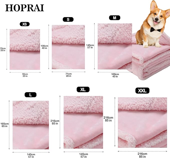 Waterproof Pet Blanket for Medium Large Dogs Washable Fluffy Thick Jacquard Shag Fleece Warm Sherpa Pet Blanket Cats Puppy Couch Protection (Pink L57*65inches)