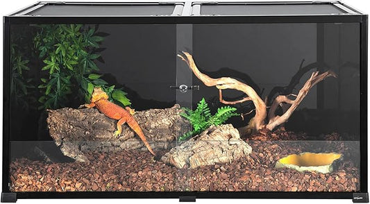 REPTIZOO Large 120 Gallon Reptile Terrarium, Reptile Tank 48" x 24" x 24" Black-Tinted Eco-Terrarium
