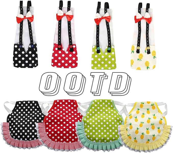 4-Pack Chicken Diapers Saddle Set for Hen with Bow Tie Reusable Handmade Washable Waterproof Inner Layer for Geese Duck Chicken- Stylish and Protective Poultry Clothes (4 Diapers+4 Saddles,Large)