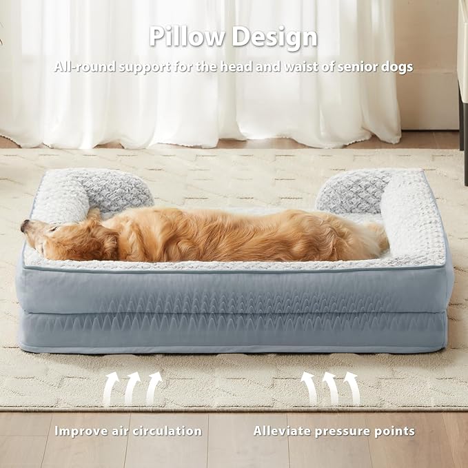Orthopedic Dog Bed for Medium Dogs, Egg Crate Foam Bed for Medium Dogs, Equipped with Removable Waterproof Pillow Cover and Anti-Slip Bottom, Pet Bed