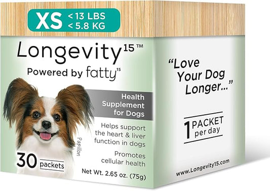 Yummy Combs Longevity15 – C15:0 – Fatty Acid Health Supplement for Dogs – Healthy Pet Supplies – for Extra Small Dogs, 1 Pack