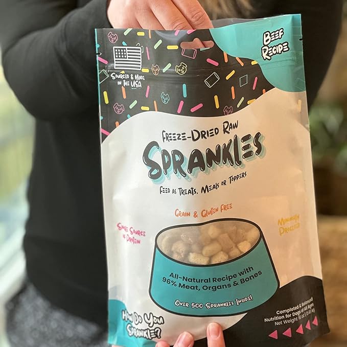 Freeze Dried Dog Food for Small & Large Breeds Dogs, 6 Oz Beef Dog Food Toppers for Picky Eatres, Made in USA - Grain Free & All Natural Freeze Dried Dog Treats Made with 96% Meat Organs