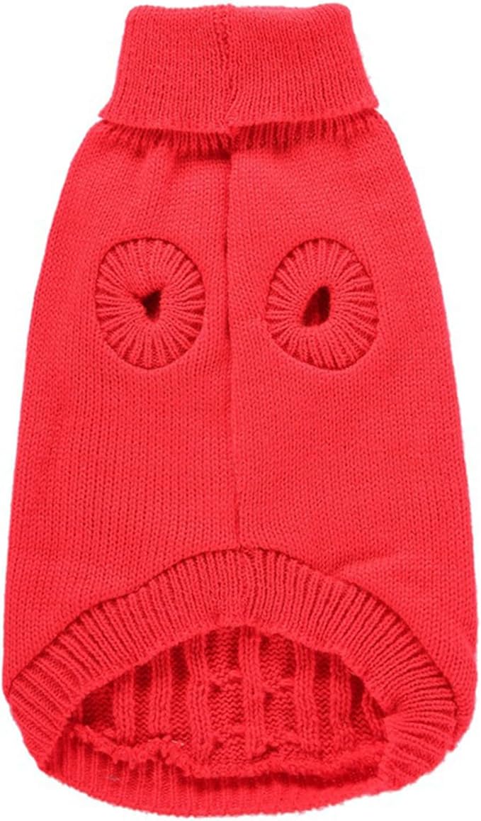CHBORCHICEN Small Dog Sweaters Knitted Pet Cat Warm Dog Sweatshirt Winter Clothes Kitten Puppy Sweater (Large,Red)