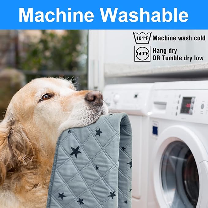 RIOUSSI Washable Pee Pads for Dogs, Reusable, Absorbent, Leakproof, Non Slip Pet Puppy Pads for Potty Training. Gray Stars, 24x36 Inch(2pack)