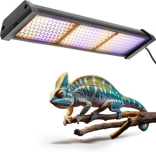 Dimmable LED Reptile UVB Lamp, 8000 Hours UVB Duration for Much Longer Lifespan, Adjustable 4/8/12-Hour Cycles, Suitable for Lizard and Chameleon, 12W, L Size