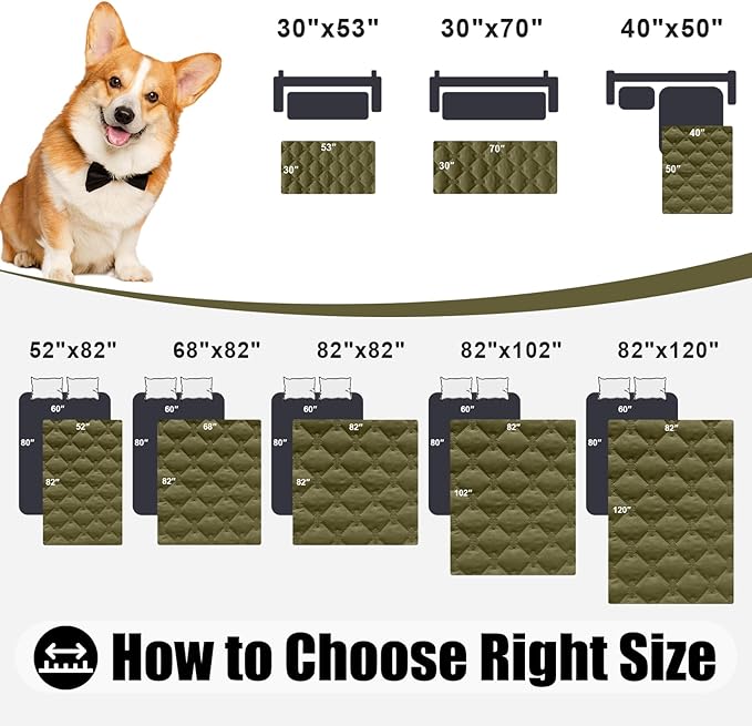 Smiry Waterproof Dog Bed Cover Blanket, Soft Reversible Pet Blanket, Washable Leakproof Cats Dogs Couch Cover for Sofa, Couch, Furniture, Plaid (82x120 Inch, Green/Navy)