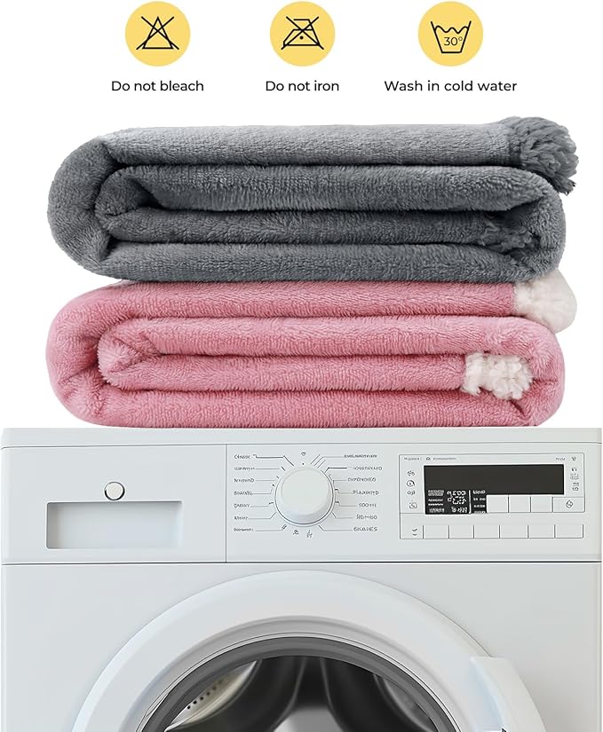 Luciphia Waterproof Bed Blanket Washable,Soft Sherpa Fleece Puppy Reversible Throw Blankets for Small Dog Cat,Furniture Cover Protector Couch Bed from Liquid Pee and Pet Fur, Pink White, 40" x 28"