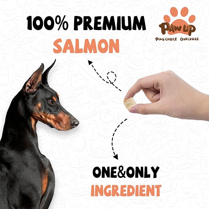 PAWUP Freeze Dried Salmon Dog Treats, Single Ingredient Raw Dog Food Toppers, Healthy Training Treats for Dogs,3.8 oz