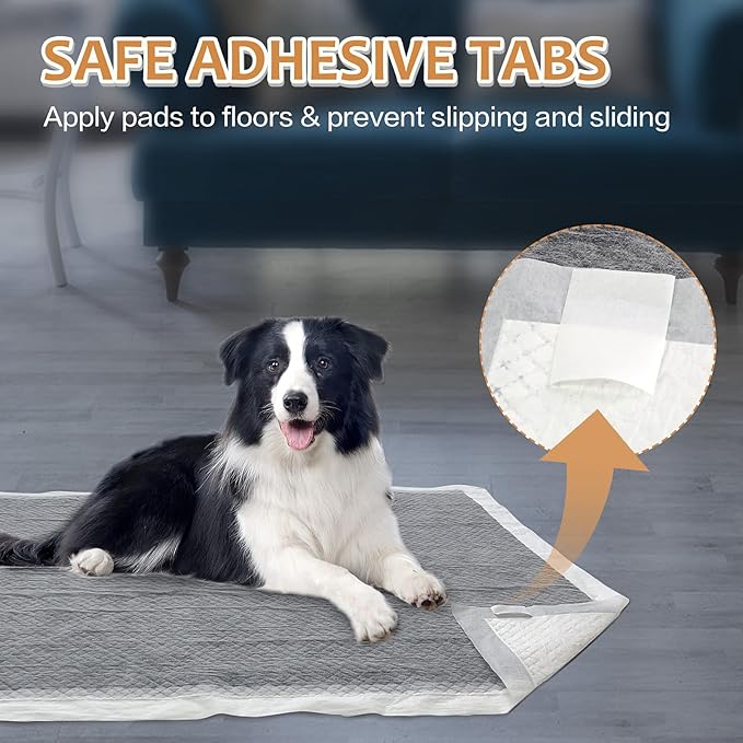 Dog Pee Pads Extra Large 28" x 34", 30 Count, Activated Carbon Charcoal Puppy Pads XL, Potty Pads for Dogs with Adhesive Sticky Tape, Disposable Training Bed Pads for Pets, Doggies, Cats