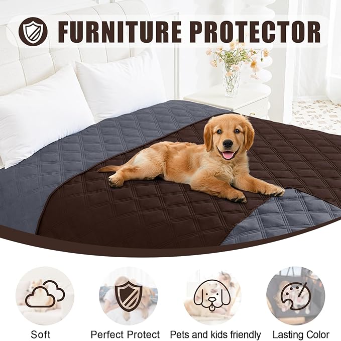 Smiry Waterproof Dog Bed Cover Blanket 30x53, Soft Reversible Pet Blanket, Washable Leakproof Cats Dogs Couch Cover for Sofa, Couch, Furniture, Lattice, Chocolate/Dark Grey