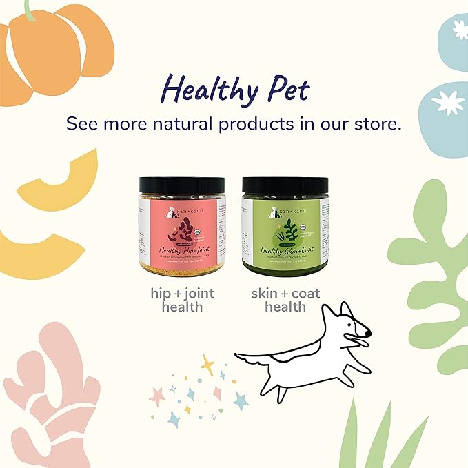 kin+kind Probiotics for Dogs - Digestive Health Support with Prebiotics & Fiber Powder - Cat and Dog Vitamins and Supplements for Gut Health, Healthy Poops & Immune Support - Made in USA - 4 oz
