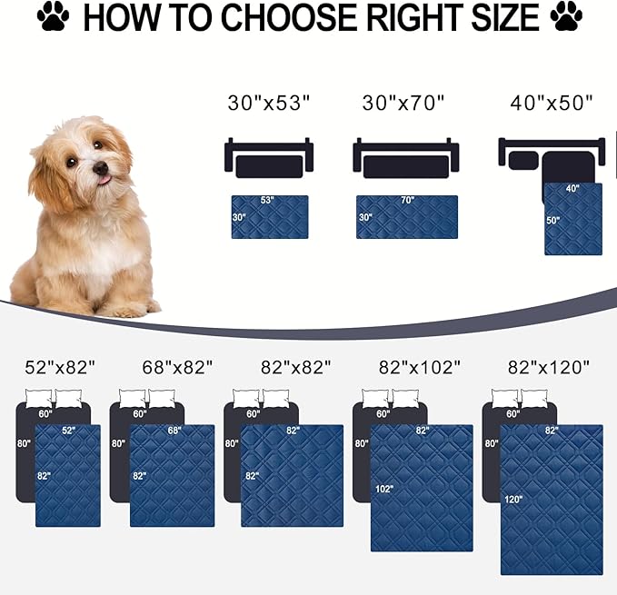 Smiry Waterproof Dog Blanket, 30x53 Inch Soft Pet Bed Cover Reversible, Washable Sofa Couch Furniture Protector for Small Medium Large Dog Puppy Cat, Geometric, Navy/Blue