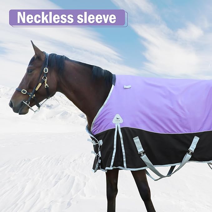 Horse Turnout Blankets Horse Blanket Winter Water Resistant,220-Gram Polyester Poly Filling Liner 1200D Premium Turnout Horse Blanke for Winter,Medium Weight Blanket 81 inches,155cm