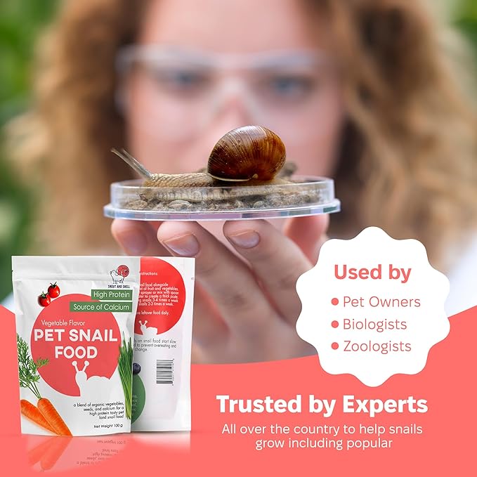 Snout & Shell Vegetable Flavored Pet Land Snail Food - Tasty High-Protein, Calcium Blend for Snails, Easy Addition to Your Garden Snails Terrarium or Snail Habitat