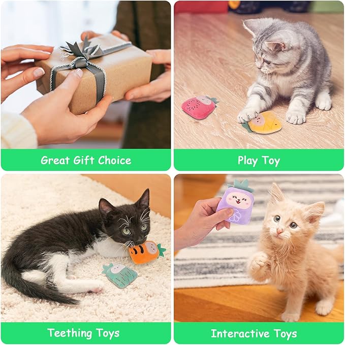 Christmas Cat Toys for Indoor Cats Kitten, Catnip Kitty Toys Pineapple 6Pcs, Interactive Cat Nip Chew Kicker Toy for All Pet Breed