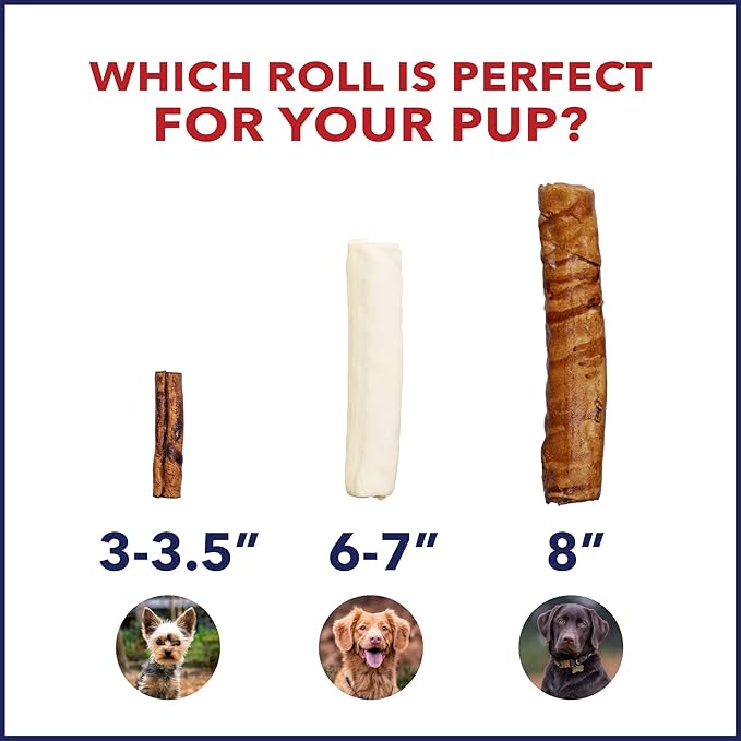 Pet Factory 100% Made in USA Beefhide 7" Rolls Dog Chew Treats - Natural Flavor, 4 Count/1 Pack