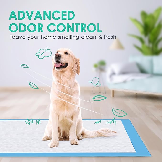 JollyMate Dog Pee Pads Extra Large 28"x34", 50 Pack X-Large Super Absorbent Pet Training Pads with Adhesive Tabs, 6 Layers Thick Leak-Proof Potty Pads for Dogs and Puppies