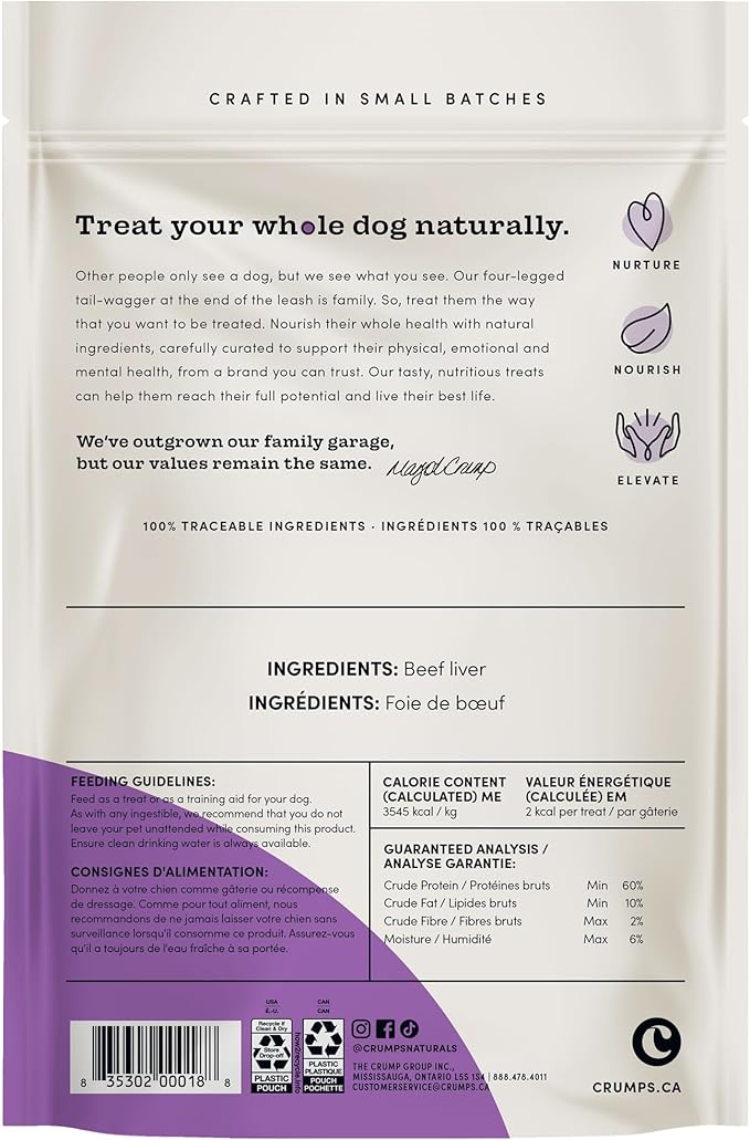 Crumps' Naturals Beef Liver Bites For Pets, 4.8-Ounce