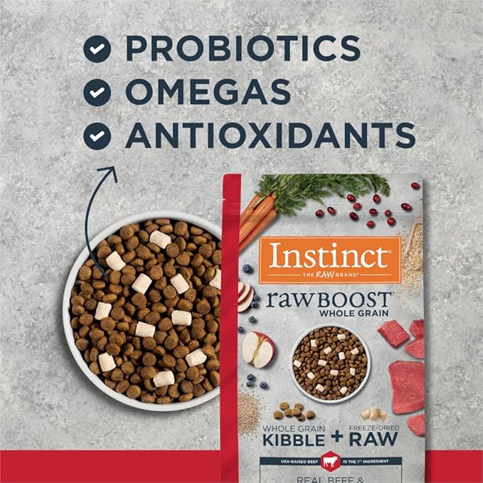 Instinct Raw Boost, Natural Dry Dog Food with Freeze Dried Pieces, High Protein, Whole Grain Recipe - Real Beef & Barley, 3.5 lb. Bag