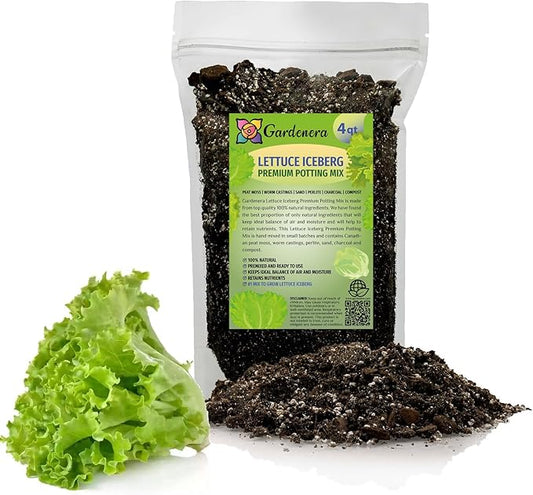 Gardenera Premium Potting Soil Blend for Lettuce Iceberg - The Ultimate Mix for Healthy, Vibrant, and Crisp Lettuce - 4 Quart