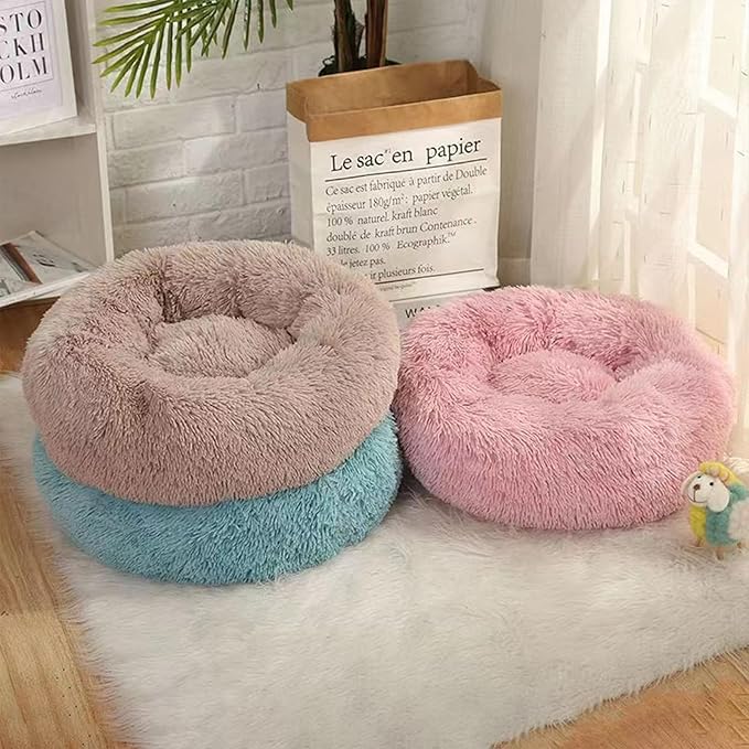 Nisrada Dog Bed for Small Medium Large Dogs, 20 inch Calming Dogs Bed, Washable-Round Cozy Soft Pet Bed for Puppy and Kitten with Slip-Resistant Bottom