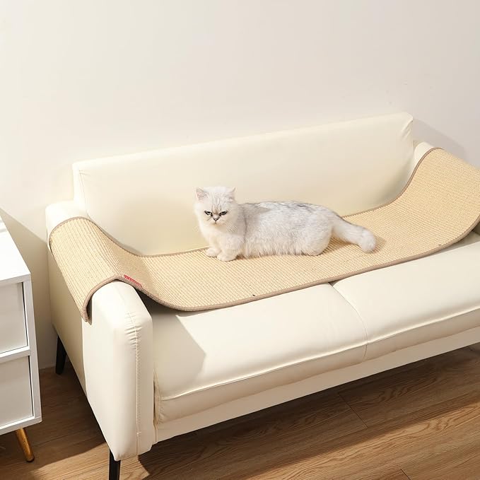 66.93x13.38x0.32 inch Thickened Cat Wall Scratcher Carpet, Cat Climbing Wall, Durable Cat Wall Furniture, Tall Cat Scratching Post, Wall Scratchers for Indoor Cats Sofa Protector (Brown-Velcro Strap)