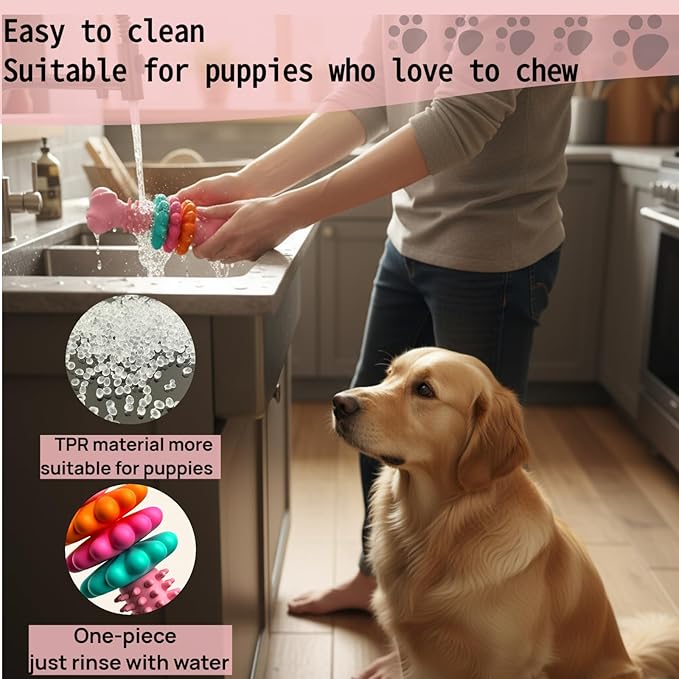 Puppy Teething Toy, Durable Chew Toy for Small Dogs, Interactive Bone Toy to Keep Puppies Busy, Teeth Cleaning Dog Toy for Small Breeds