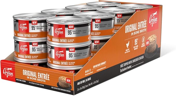 ORIJEN Premium Pate Wet Cat Food in Bone Broth Original Entrée 3oz Cans (24 Count)