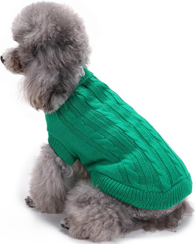 CHBORCHICEN Small Dog Sweaters Knitted Pet Cat Warm Dog Sweatshirt Winter Clothes Kitten Puppy Sweater (Small,Green)