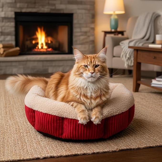 4 Packs Round Donut Cat Beds 20in Soft Plush Pet Beds Washable Calming Pet Sleep Cushions for Cat, Small Dogs, Puppy, Kitten