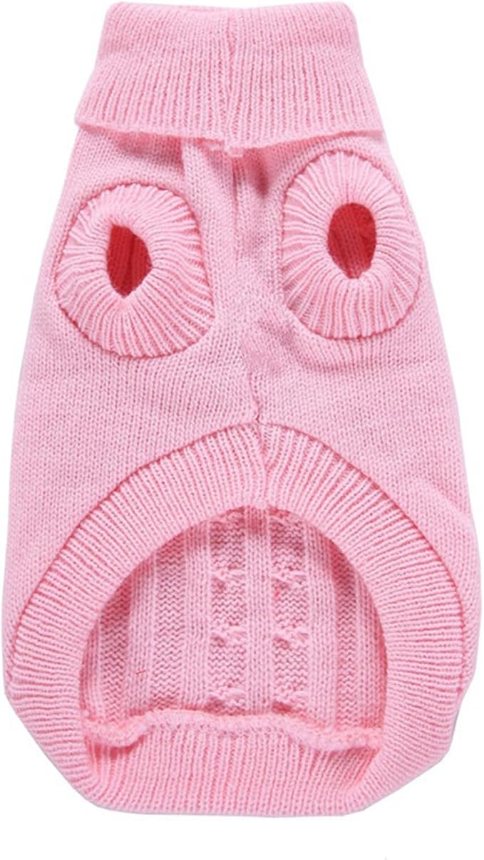 Small Dog Sweaters Knitted Pet Cat Warm Dog Sweatshirt Winter Clothes Kitten Puppy Sweater (X-Small,Pink)
