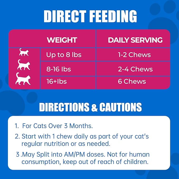 Just Try 23 in 1 Cat Vitamins Bites - Cat Treats for Immune, Skin & Coat & Heart Health - Multivitamin, Taurine, Omega 3, Biotin, Lysine for Cats - Daily Supplements for Indoor Cats (300 Bites)