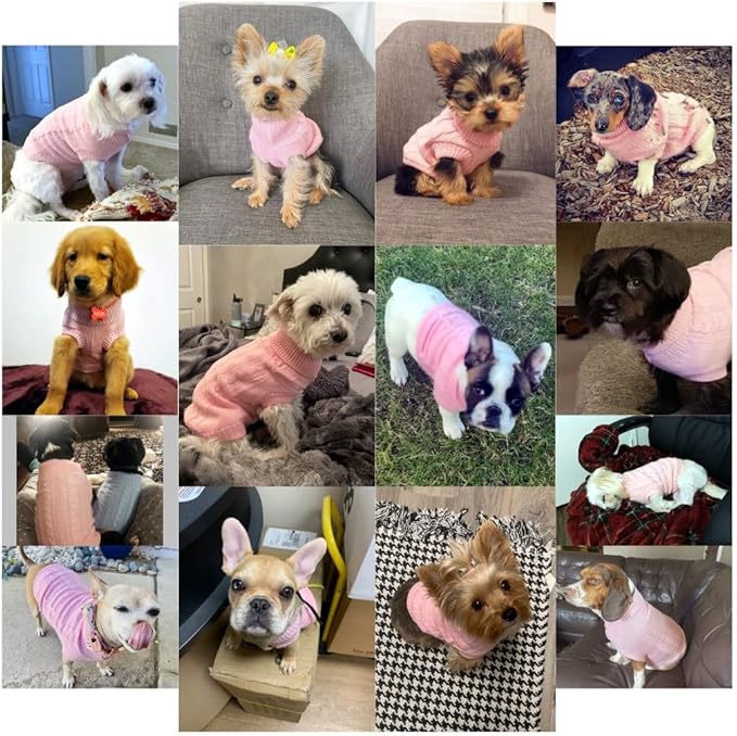 CHBORCHICEN Small Dog Sweaters Knitted Pet Cat Warm Dog Sweatshirt Winter Clothes Kitten Puppy Sweater (XX-Small, Pink)