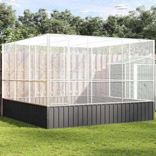 Steel Aviary, Large Bird Cage with Lockable Door, Aviary Spacious and Versatile Cage Ideal for Parakeets, Parrots, Lovebirds, Cockatiels, Pigeons, 122.4"x120.9"x83.5",-274