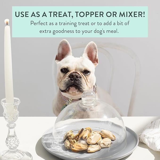 The New Zealand Natural Pet Food Co. WOOF Freeze Dried Dog Treats - High Protein, Small & Large Dog, Natural, Topper, Treat, Green Mussels - 1.76 oz