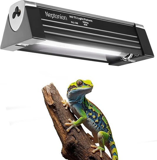 T5 Reptile UVB Light 6.5 Inches Fixture with UVB 10.0 Bulb High Output Hood for Terrariums, Basking Reptiles, Lizards, Chameleons, Iguanas, Bearded Dragons, 4W