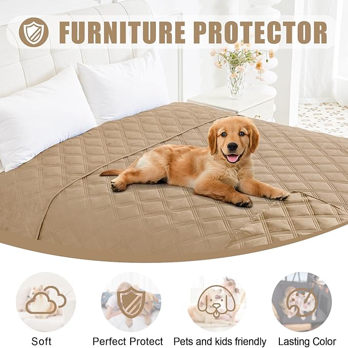 Smiry Waterproof Dog Bed Cover Blanket 30x53, Soft Reversible Pet Blanket, Washable Leakproof Cats Dogs Couch Cover for Sofa, Couch, Furniture, Lattice, Camel/Camel