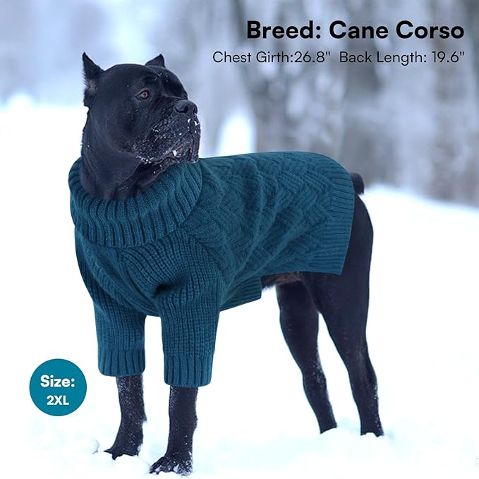 SUNFURA XS Dog Sweater, Small Dog Sweater Doggie Knitted Knitwear for Winter, Cat Pullover Christmas Sweatshirt for Yorkie Chihuahua, Warm Thick Turtleneck Clothes for Puppy, Blue X-Small