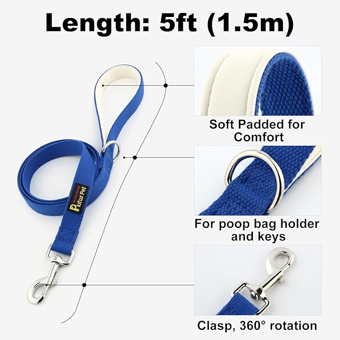 Plutus Pet Cotton Dog Harness and Leash Set, Reflective and Soft Padded, Quick Fit Vest Harness, for Small, Medium and Large Dogs, Royal Blue, XXS
