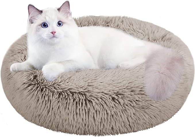 Cat Beds for Indoor Cats,24 Inch Dog Bed for Small Melium Large Dogs, Washable-Round Pet Bed for Puppy and Kitten with Slip-Resistant Bottom