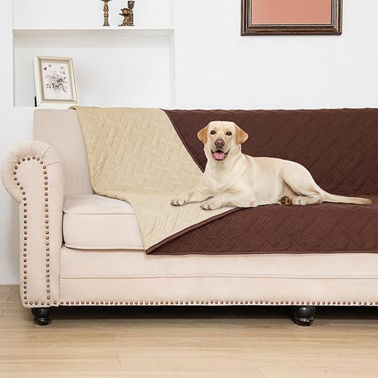 BOCTOPUG Dog Bed Cover for Pets Blankets Rug Pads for Couch Protection Waterproof Bed Covers Dog Blanket Furniture Protector Reusable Changing Pad (Brown+Beige, 62"x82")
