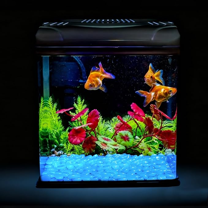 Oubest Glow in The Dark Rocks Glow Pebbles Outdoor Bulk Blue Decorations Stones for Garden Fish Tank Aquarium Walkway Plant Pots (500, Blue)